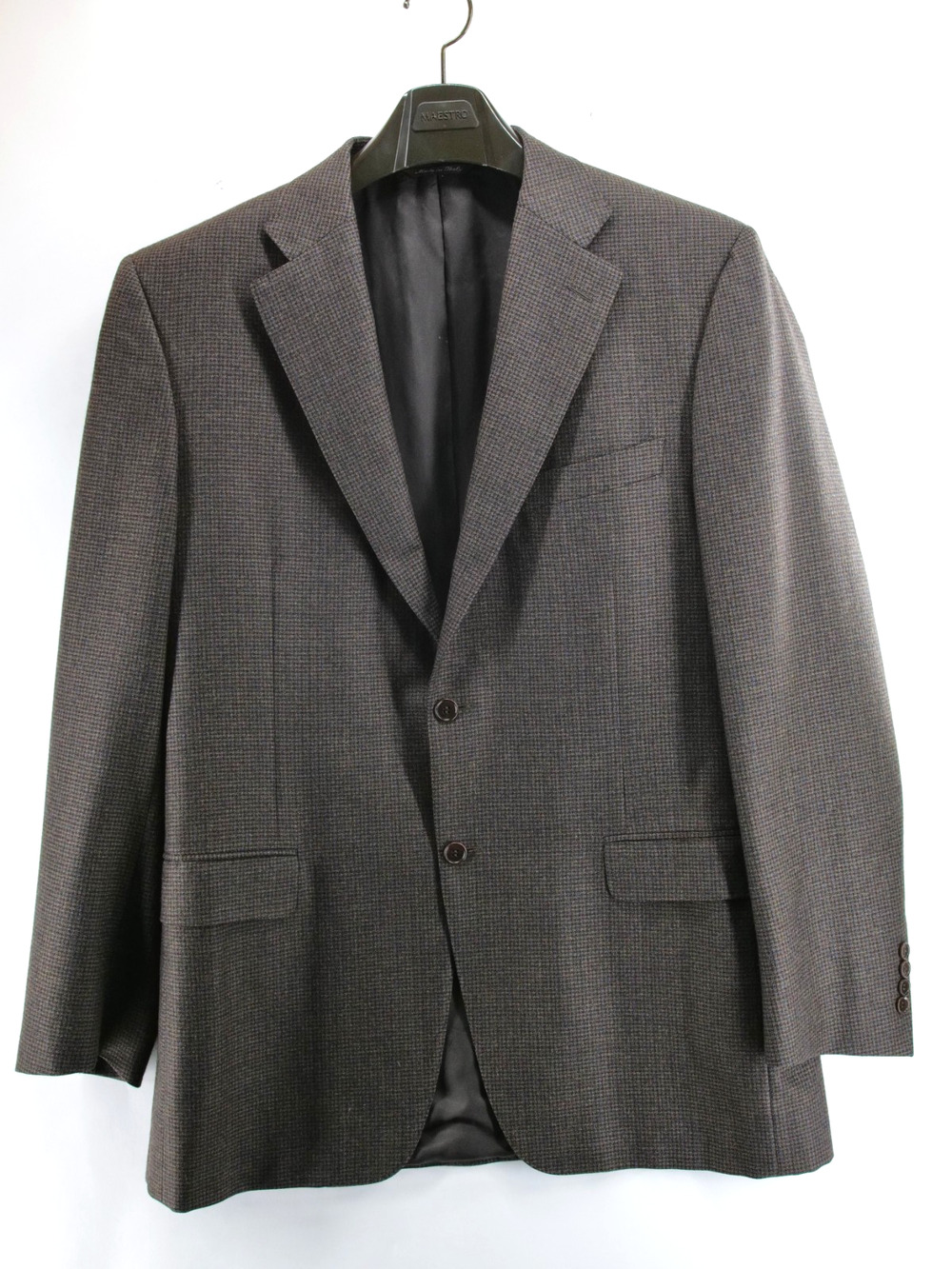 Canali Blazer 44L Brown Houndstooth 100% Wool Made in Italy Jacket